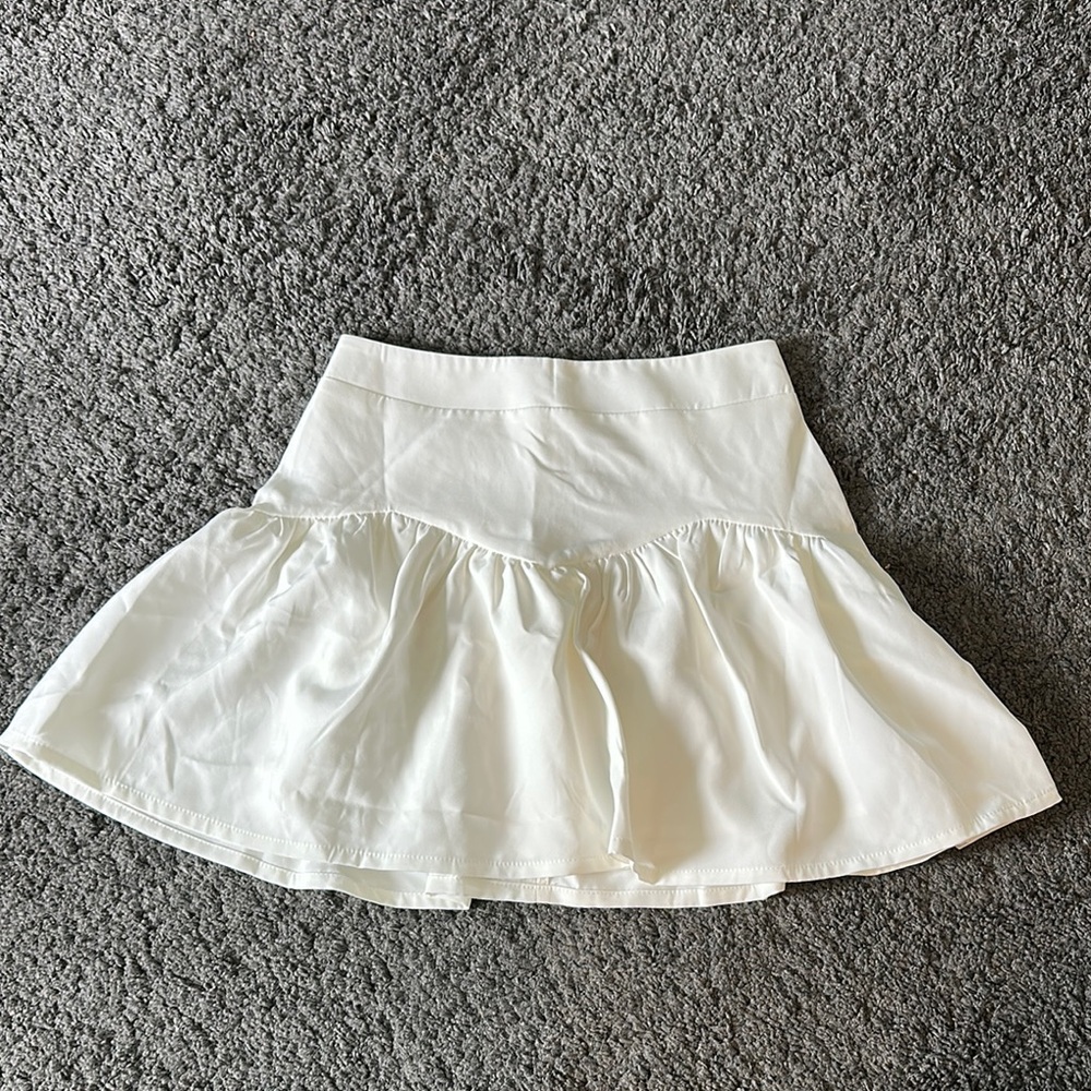 Princess Polly White Skater Mini Skirt Ruffled High-Low